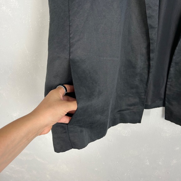 Eileen Fisher women size 1X open front jacket organic linen silk black w pockets - Picture 3 of 9